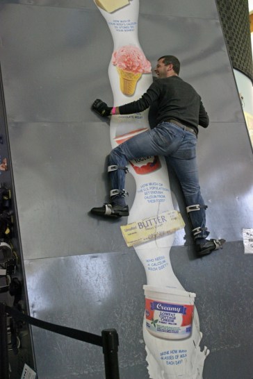 Dairy themed magnetic climbing wall