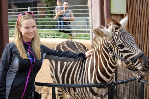 San Diego Zoo Kristen with Zebra