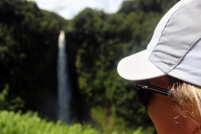 Kristen watching the water fall at 